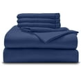 thumbnail image 1 of 6PC Bedding Set- 100% Organic Cotton Bed Sheet Set 800 Thread Count, 24" EXTRA DEEP POCKET, Crisp and Cooling Sateen Weave, Eco-Friendly - Mediterranean Blue, Queen-XL, 1 of 7