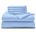 thumbnail image 1 of 6PC Bedding Set- 100% Organic Cotton Bed Sheet Set 800 Thread Count, Crisp and Cooling Sateen Weave, Soft Breathable, Eco-Friendly, 10-Inch Deep Pocket - Light Blue, King, 1 of 7