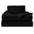 thumbnail image 1 of 6PC Bedding Set- 100% Organic Cotton Bed Sheet Set 800 Thread Count, Crisp and Cooling Sateen Weave, Soft Breathable, Eco-Friendly, 15-Inch Deep Pocket - Black, Alaskan King, 1 of 7