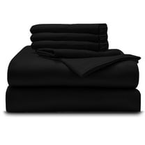 6PC Bedding Set- 100% Organic Cotton Bed Sheet Set 800 Thread Count, Crisp and Cooling Sateen Weave, Soft Breathable, Eco-Friendly, 15-Inch Deep Pocket - Black, RV-King