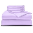 thumbnail image 1 of 6PC Bedding Set- 100% Organic Cotton Bed Sheet Set 800 Thread Count, Crisp and Cooling Sateen Weave, Soft Breathable, Eco-Friendly, 15-Inch Deep Pocket - Lilac, Short Queen, 1 of 7