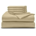 thumbnail image 1 of 6PC Bedding Set- 100% Organic Cotton Bed Sheet Set 800 Thread Count, Crisp and Cooling Sateen Weave, Soft Breathable, Eco-Friendly, 15-Inch Deep Pocket - Taupe, Full, 1 of 7