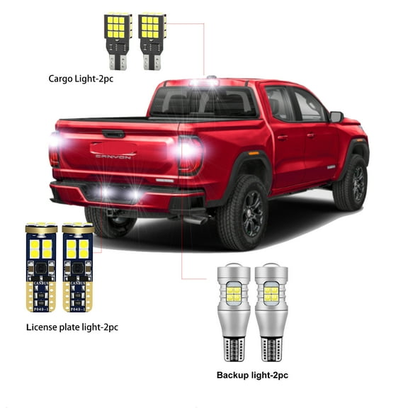 6PC Car LED Bulbs For GMC Canyon 2015-2025 LED Car Reverse Backup Light+License Plate Light +Cargo Light CANBUS