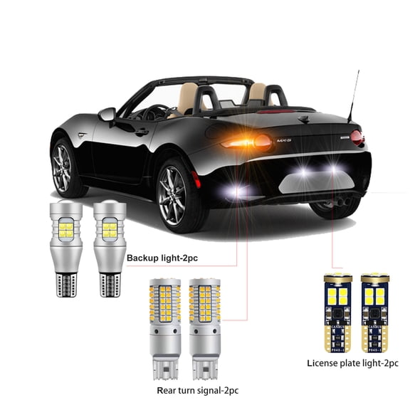 6PC Car LED Bulbs For Mazda MX-5 Miata 2016-2023 LED Car Rear Turn Signal +Reverse Backup Light+License Plate Light CANBUS