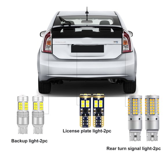 6PC Car LED Bulbs For Toyota Prius 2004-2015 LED Car Rear Turn Signal Light+ Reverse Light +License Plate Light Bulbs CANBUS