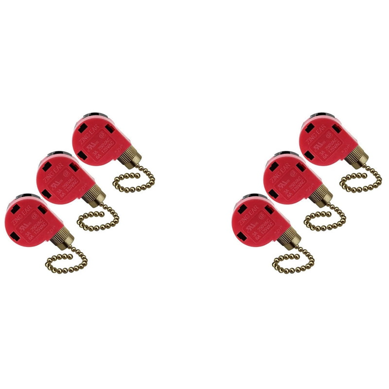 6PC Ceiling Fan Switch 3 Speed 4 Wire Ear ZE268S6 Fan Pull Chain