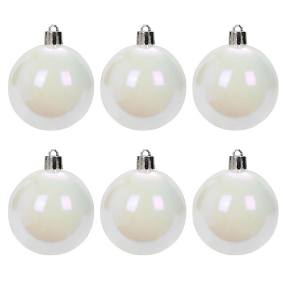 6PC Christmas Iridescent Ornaments,Clear Plastic Bubbles Hanging Filled Ornaments,Round Clear Plastic Ball Ornaments,3 Different Sizes for Xmas Tree Wedding Party Birthday Home Decorations(White6CM)