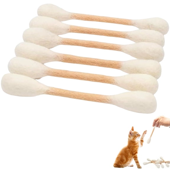 6PC Colorful Cotton Swab Shape Wool Felt Crafts Handmade Creative DIY Photo Props Home Decor Ornaments for Craft Projects(Beige)