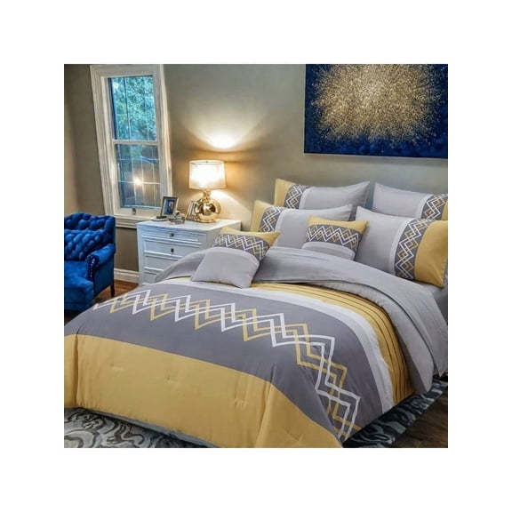 6PC Comforter Set (Full/Queen/King) - Exceptional Warmth, Cloud-Soft Solid Style | 4-Season Bedding, Bedroom Decor | Ideal Gift - Walmart Cozy Bedding Set