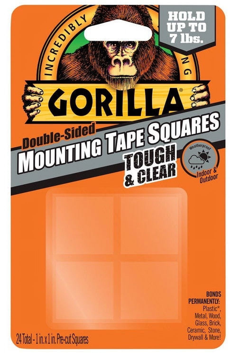6PC Gorilla Gorilla 6067202 Mounting Tape Squares, Clear