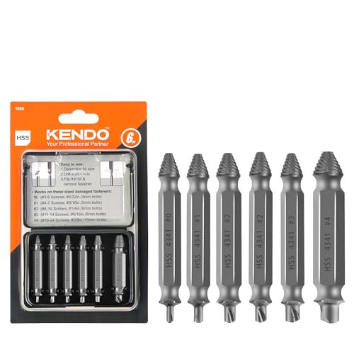 6PC HSS Damaged Screw Extractor Set - Remover for Stripped Screws Nuts & Bolts, Drill Bit Tools for Easy Removal of Rusty & Broken Hardware, Easy Removal of Rusty Broken Hardware Gift