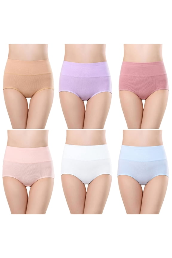 6PC High Waist Briefs for Women Seamless Tummy Control Hip Lifting Panties Soft Breathable Fitting Underwear