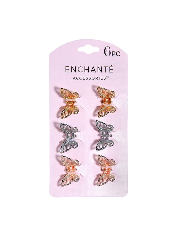 Enchante Accessories Mini Metal Butterfly Claw Clips, 6 Pieces