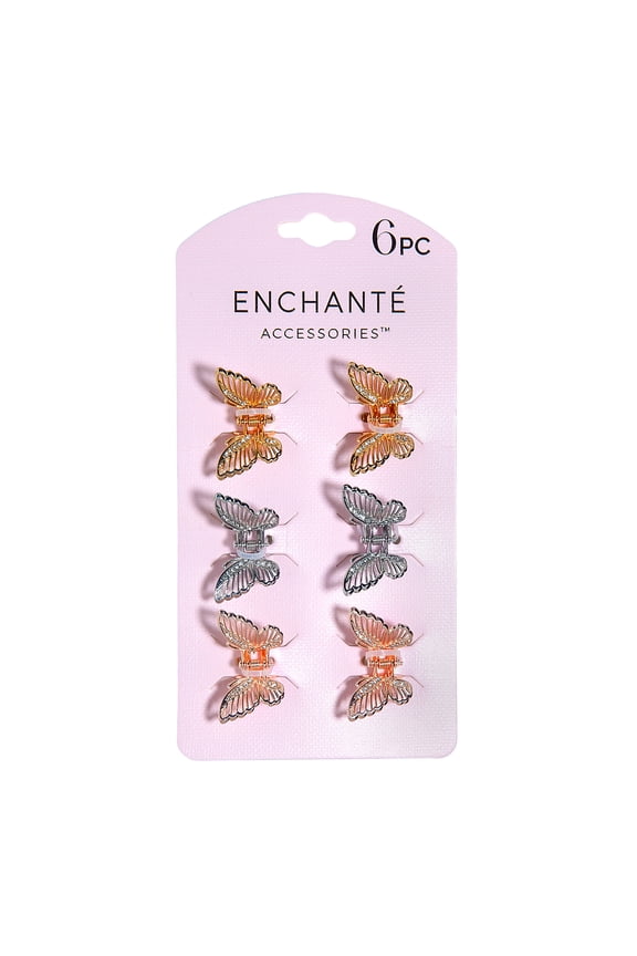 Enchante Accessories Mini Metal Butterfly Claw Clips, 6 Pieces