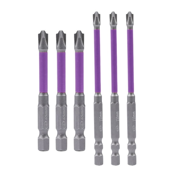 6PC Magnetic Special Slotted Cross Screwdriver Bits with Alloy Steel for Electricians FPH2 65mm 110mm Rust Resistant Socket Switch Use