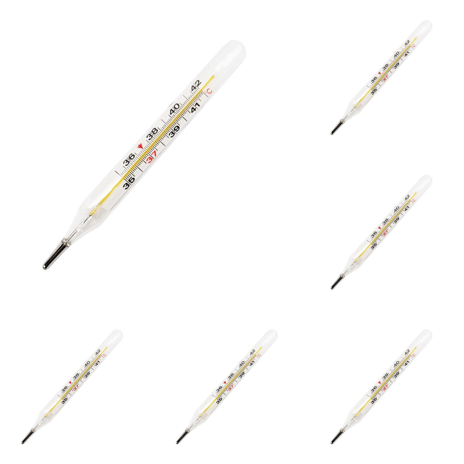 6PC MercuryFree Dual Scale Axillary Glass Thermometer Adult Classic