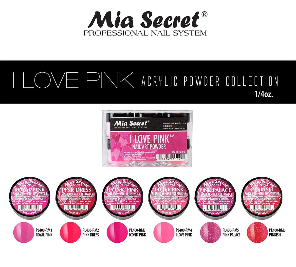  Mia Secret Glow In the Dark Acrylic Powder, 6 piece Set :  Beauty & Personal Care