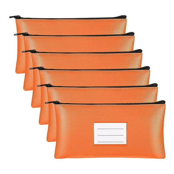 6PC Money Bags with Zipper Security Bank Deposit Bag Receipt Holder for Cash Coins Cosmetic Paper Tool B