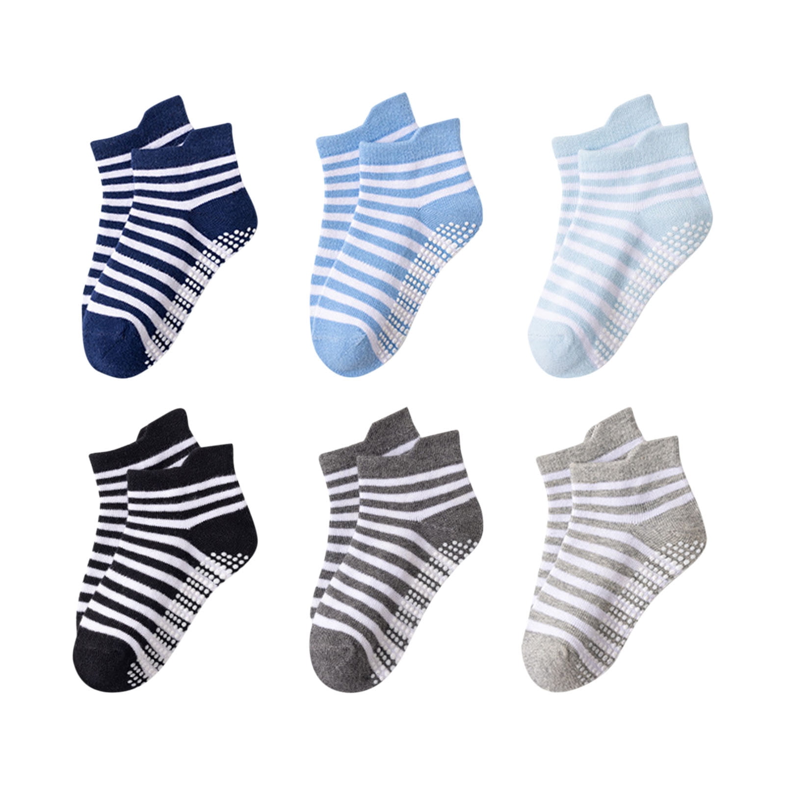 6PC NonSlip Baby and Toddler Ankle Socks with Grips Comfort Low Cut Socks for Girls and Boys