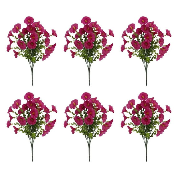 6PC Outdoor Artificial Flowers, Highly Realistic and Durable Fake Flowers for Outdoor Decor, Garden Arrangements, Patio Plants, Weatherproof and Low Maintenance Decorations