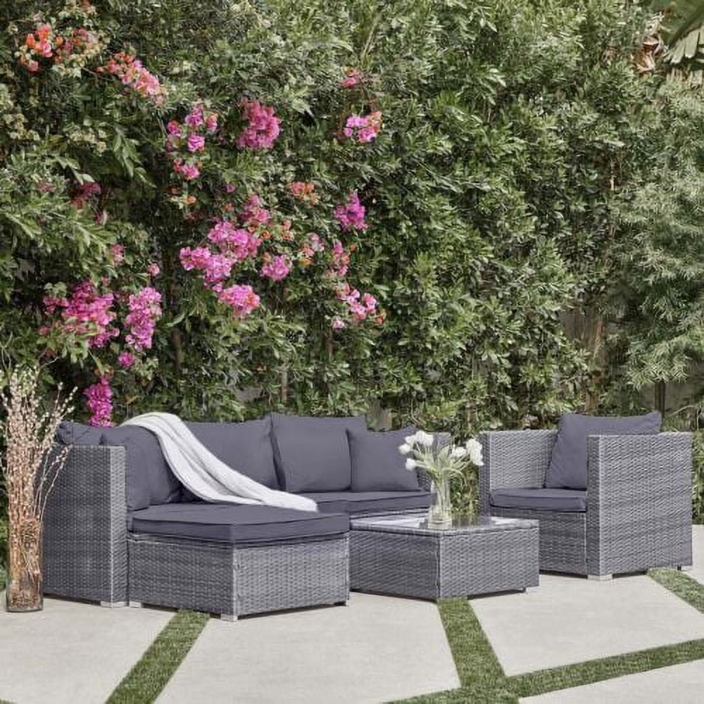 6PC Outdoor Patio Patio Sectional Furniture PE Wicker Rattan Sofa Set