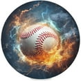 thumbnail image 1 of Coolnut Ice Fire Baseball Round Placemats Washable Placemats Non-Slip Heat-Resistant Table Place Mats for Dining Kitchen Holiday Party Table 15.4"-6PCS Home Decor, 1 of 7