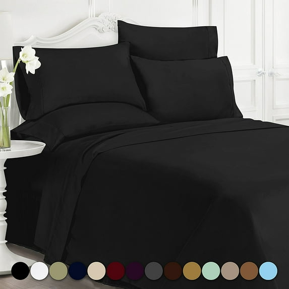 Swift Home 6-Piece Soft Lightweight Black Microfiber Sheet Set with Extra Pillowcases, Queen