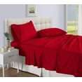 thumbnail image 1 of 6PC Queen Size 500-Thread-Count 6-PCs Bed Sheet Set, Luxury Egyptian Cotton Sheet Set – Soft, Durable & Breathable Bedding, Fits Mattress Upto 19-24" Deep Pocket, Stripe Red, 1 of 6