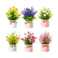thumbnail image 1 of 6PC Realistic Artificial Potted Plants - Boho Ceramic Decor with Jute Wraps for Home, Office & Wedding Table Decorations - Low Maintenance Faux Greenery for Living Rooms & Bedrooms Multicolor, 1 of 6
