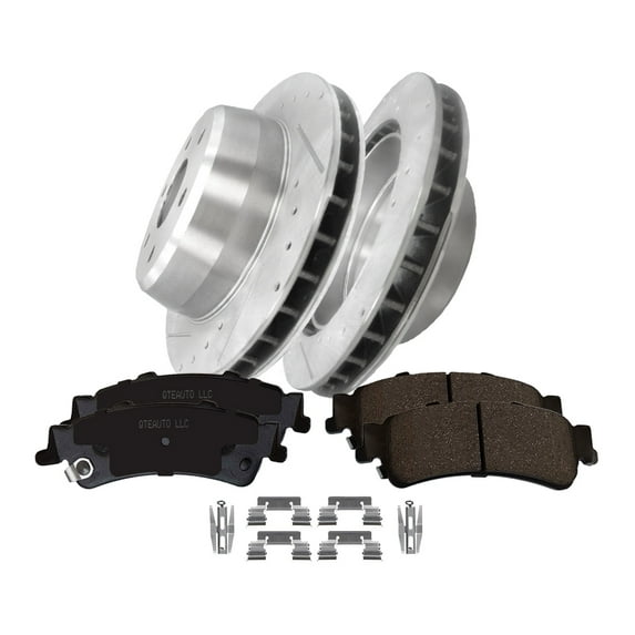 6PC Rear Drilled Brake Rotors-Ceramic Brake Pad To 2000 2001 Chevy Suburban 1500