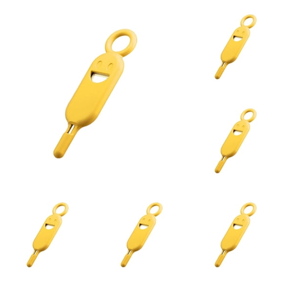 6PC SIM Card Removal Tool Set With Silicone Sleeve 6PC SIM Card Tray Opening Tool Pins Needle Opener Lightweight Portable Pins,2.2"x0.5"(Yellow)