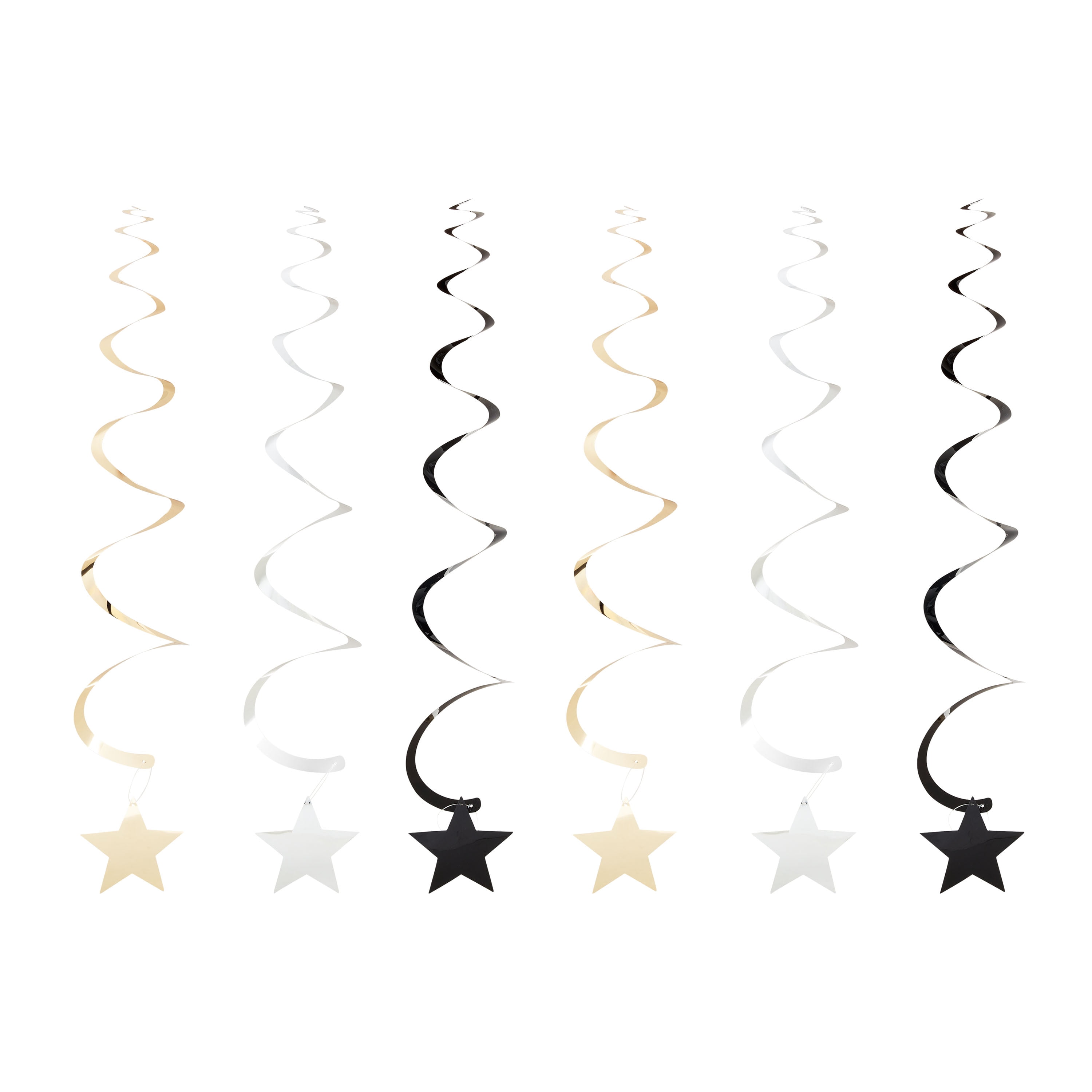 Black/Gold/Silver Star Dizzy Dangler Party Decorations, 6 Count, by Way To Celebrate