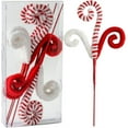 thumbnail image 1 of 6PC Set Red/White Christmas Tree Decorations Picks Christmas Tree Woolen Candy Curly Pick, NOGIS Christmas Tree Decorations Home Office Vase Party Ornaments (Red), 1 of 7