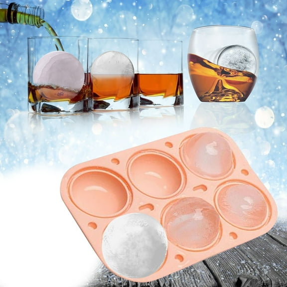 6PC Silicone Ice Ball Molds - BPA-Free, Dishwasher Safe for Whiskey & Cocktails, Reusable, Space-Saving & Easy Release Design E