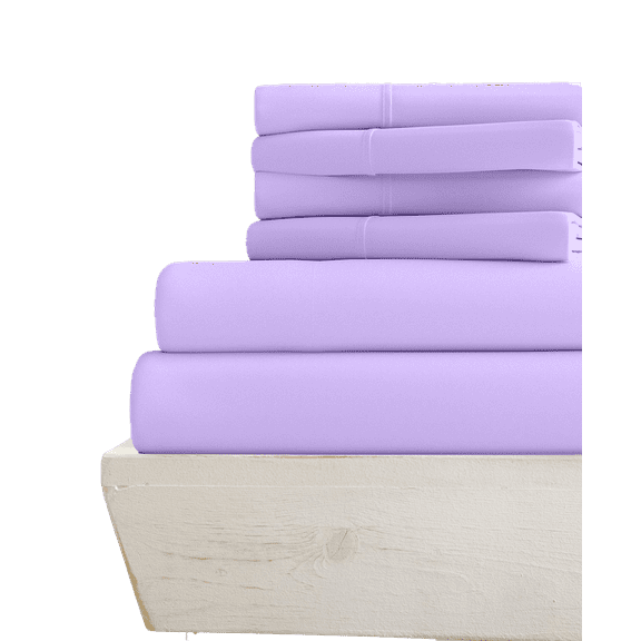 6PC Split Head King Sheet Set for Adjustable Bed - (Extra Pillowcases) 600-Thread-Count 100% Egyptian Cotton, Soft Breathable - Long Staple 600TC Cotton, 18-Inches Deep Pockets - Lilac