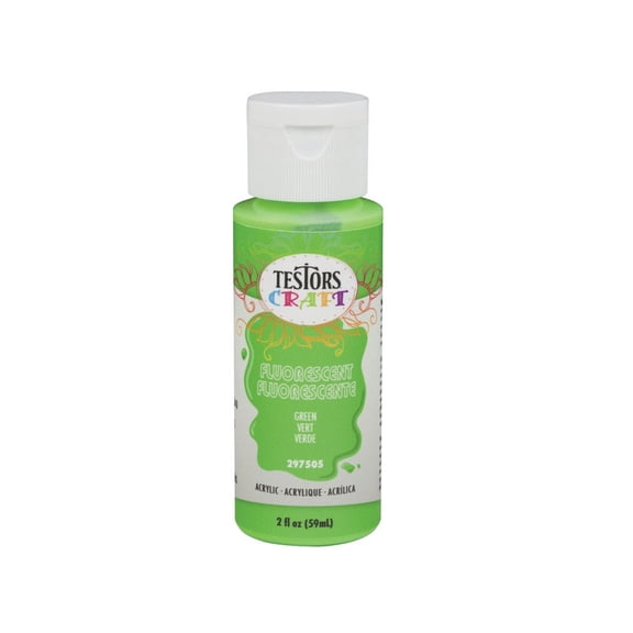 6PC Testor Testors Craft 297505 Acrylic Craft Paint, Fluorescent Green, 2 Oz