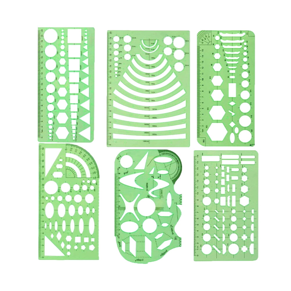 6PC Transparent Geometric Drawing Ruler Design Template Ruler Set ...