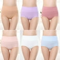 thumbnail image 1 of 6PC Underwear for Women High Waisted Full Coverage Briefs Soft Ladies Panties Solid Color Cotton Breathable Briefs Panties for Women Postpartum Underwear for Women No Show Panties Briefs, 1 of 3
