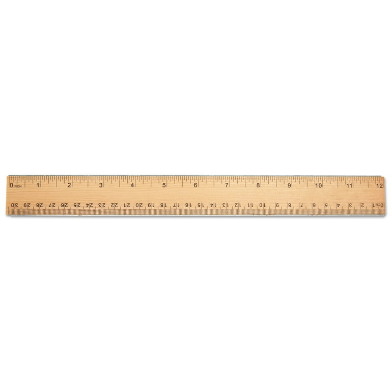 Flat Wood Ruler w/Double Metal Edge, Standard, 12 Flat Wood Ruler w/Double Metal Edge, Standard, 12