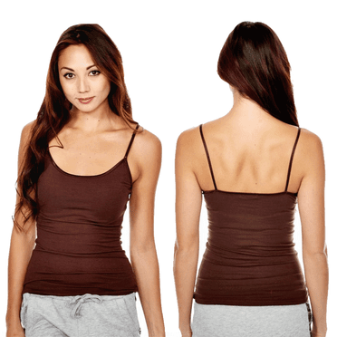 6PC Women Cami Tank Top Spaghetti Strap Long Camisole Layering Plain Brown S/M/L