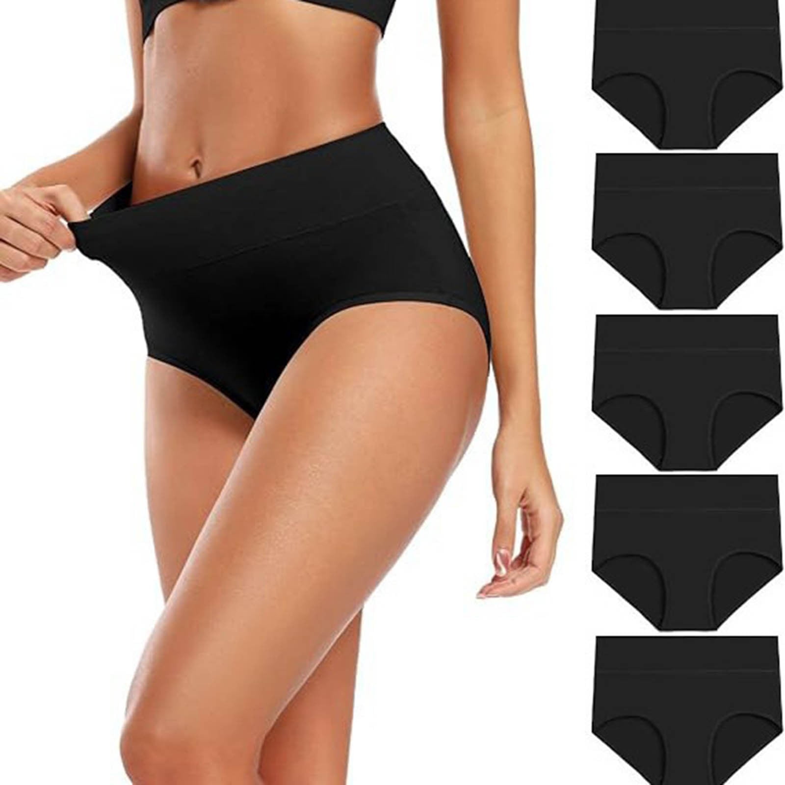 INNERSY Women's Plus Size XL-5XL Cotton Underwear High Waisted Briefs  Panties 4-Pack (3XL,Beige) 
