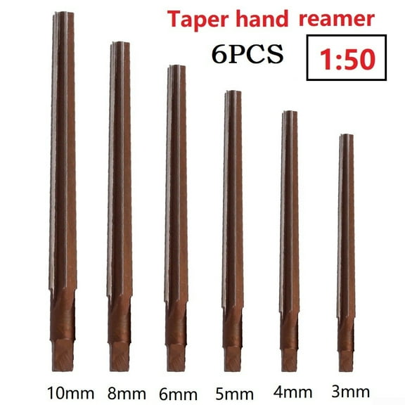 6PCS 1:50 Conical Degree Sharp Manual Pin Taper Shank Hand Reamer 3/4/5/6/8/10mm