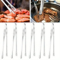 6PCS 11 Inch Stainless Steel Korean BBQ Grill Tongs Japanese Barbecue Tongs for Cooking Portable Kitchenware Home Outdoor Steak Salad Food