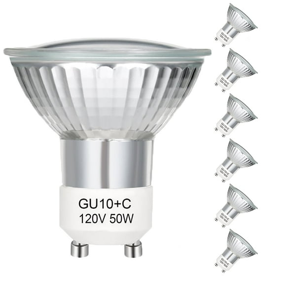 6PCS 120V 50W GU10+C Plug-in Type Light Bulb Dimmable Warm White 2800K Bulb for Candle Warmer