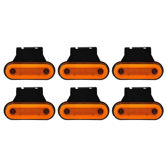 6PCS 12V-24V LED Light Guide Side Light Oval Truck Side Lights Taillight