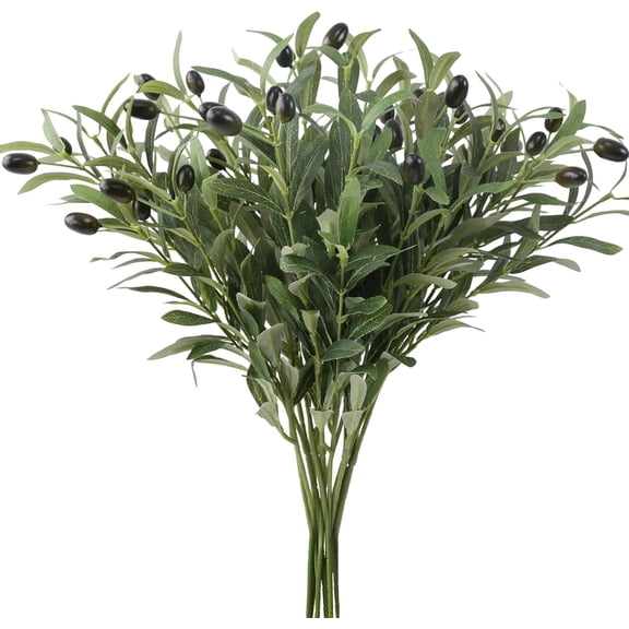 6PCS 18Inch Faux Olive Branches for Vase Realistic,Artificial Olive Tree Branches,Fake Plants,Greenery Stems,Eucalyptus Stems,Green Leaves for Centerpieces Decoration,Home Decor,Table Decor