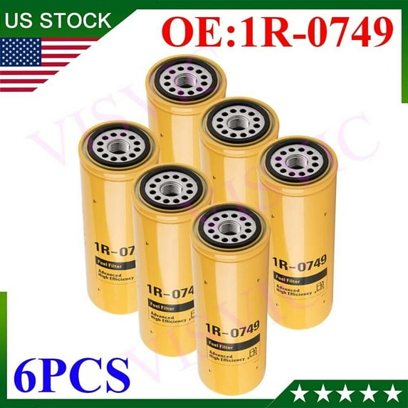 6PCS 1R0749 For Caterpillar / CAT Fuel Filter 1R-0749