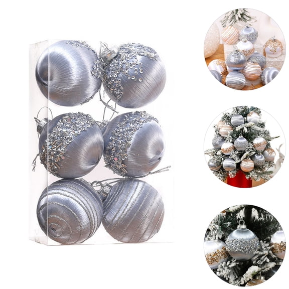 6PCS 2.4" Satin Christmas Balls Ornaments, Silk Christmas Hanging Ball Decorations, Luxury Vintage Christmas Tree Decor for Xmas Holiday Wedding Party
