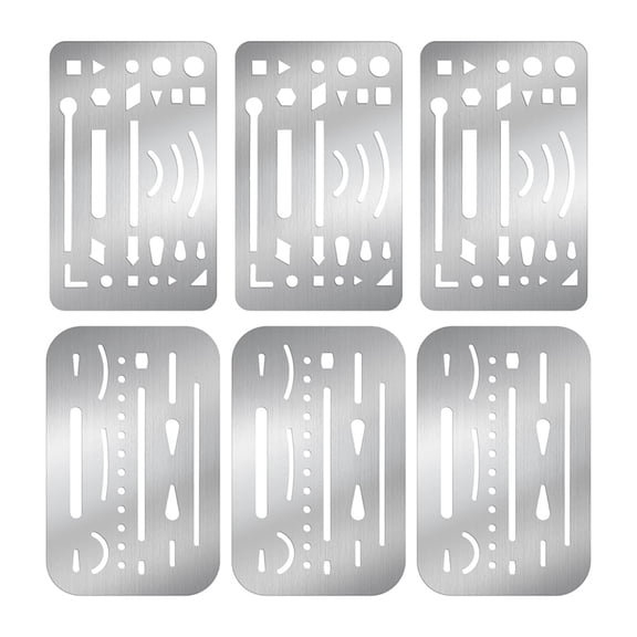 6PCS 2 Styles Stainless Steel Erasing , Eraser Shield Eraser Template Drawing Template Shield Drafting Tools