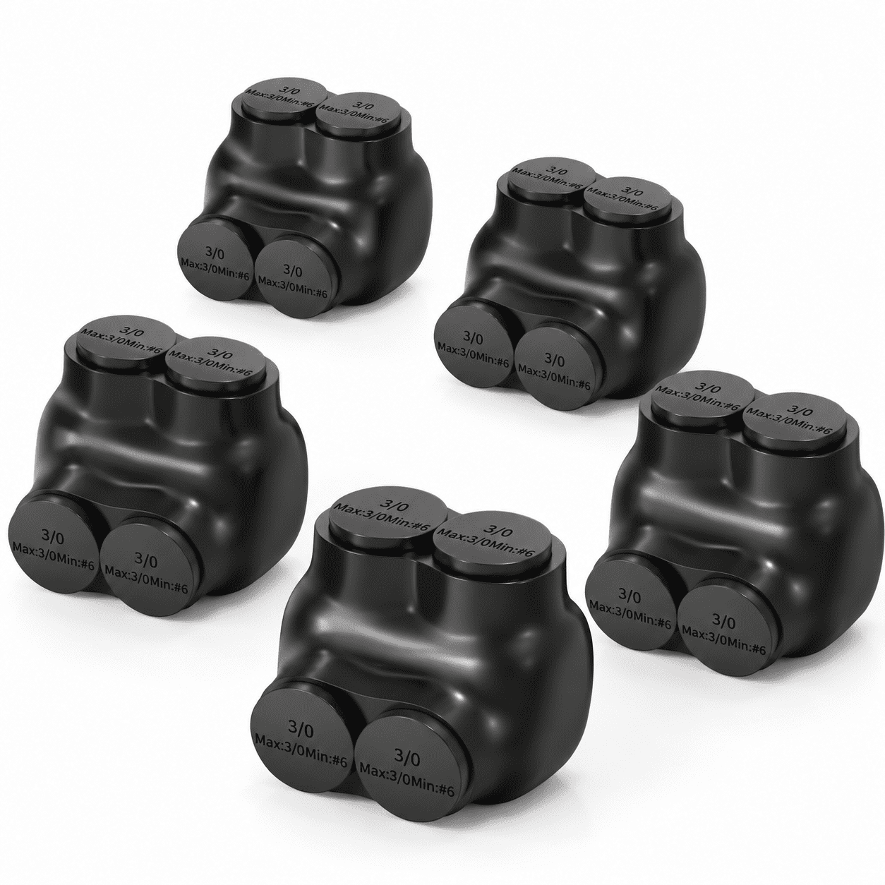 6PCS 2 port 3/0-6 AWG Aluminum Electrical Wire Connectors, 2 Portulated ...